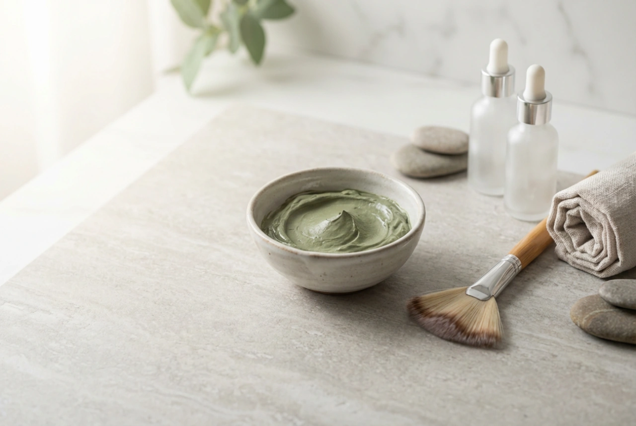 Grønn leiremaske: forberedelse av huden og påføring