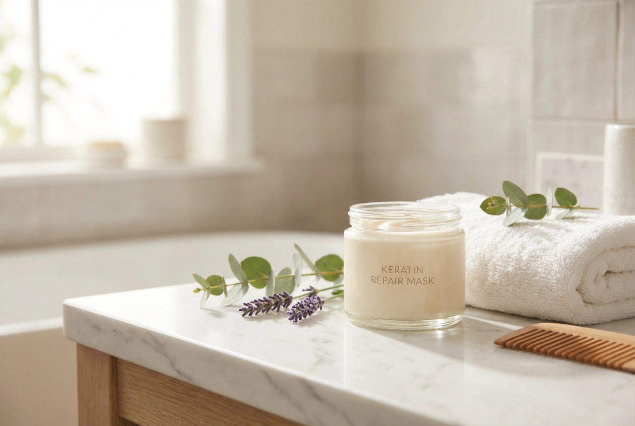 Hårmaske med keratin: gjenoppbygging steg for steg