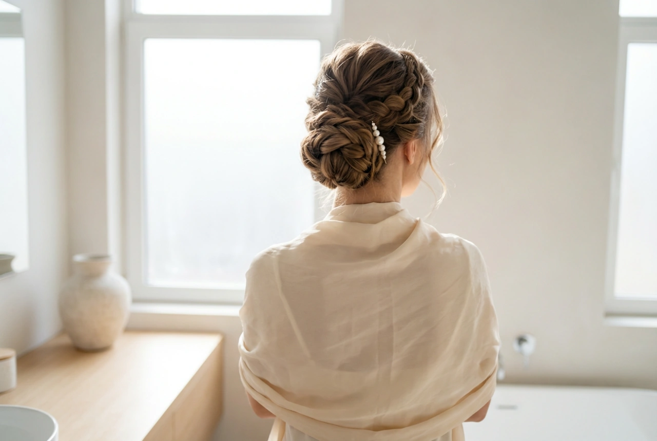 Frisyrer til lang kjole til bryllup: elegante oppsatser, bølger og halvoppsatt hår
