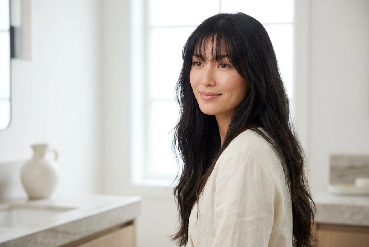 Steg for steg: frisyre med pannelugg for langt hår og dens holdbarhet