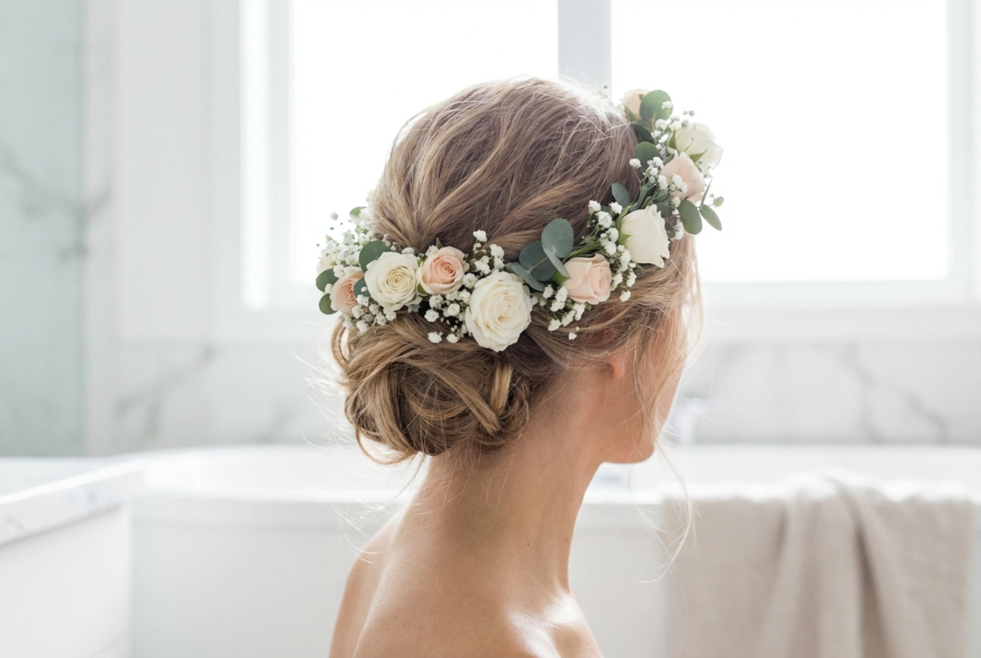 Romantiske oppsatte frisyrer: Slik styler du hår med blomsterkrans til bryllup og sommer