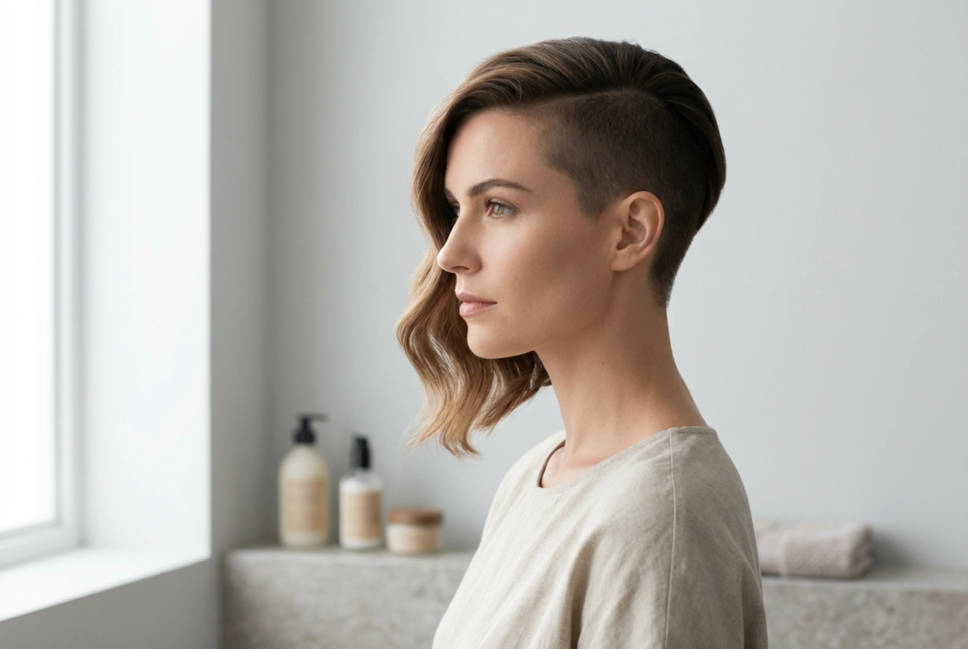 Asymmetrisk karakter: Frisyrer med barbert side og styling