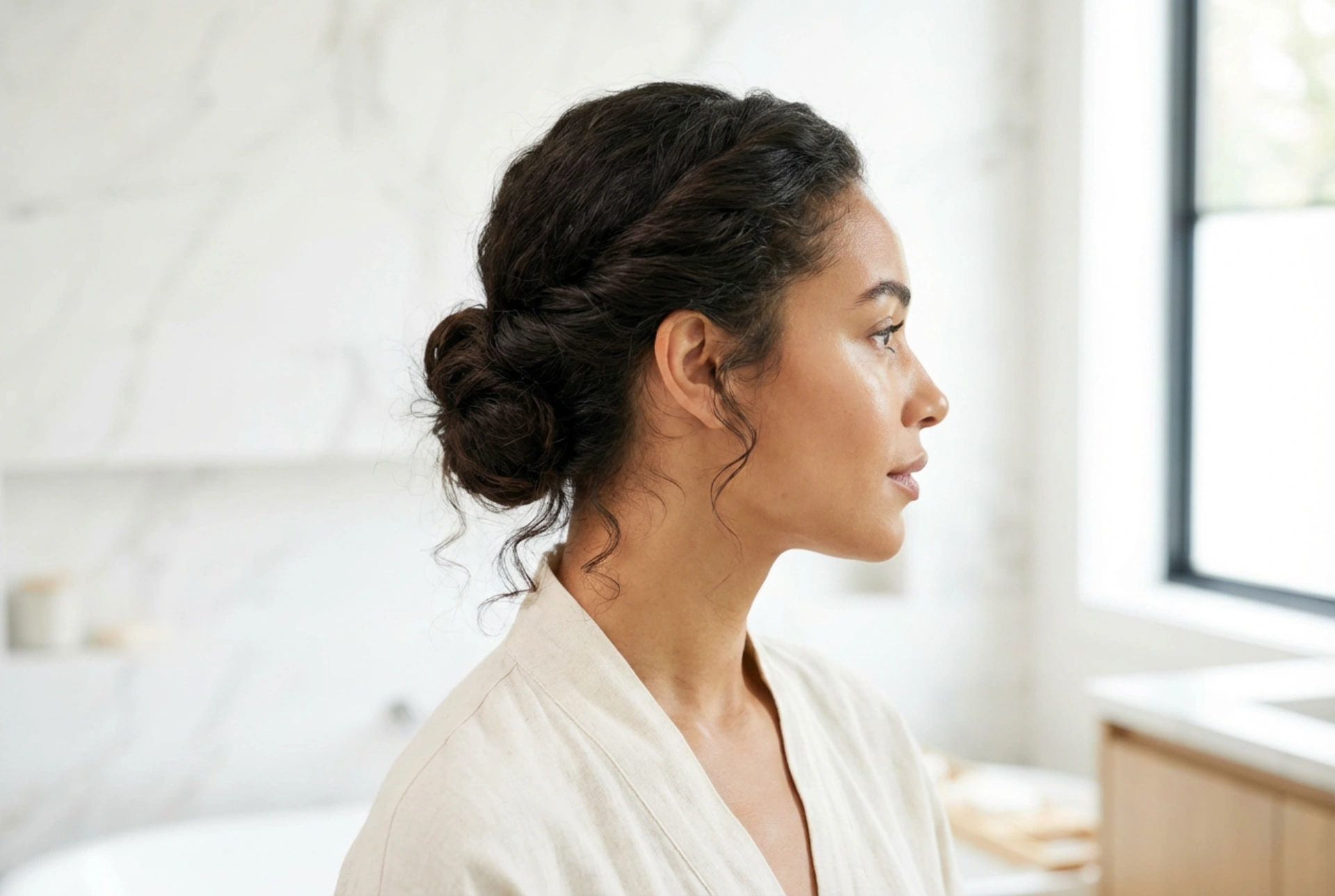 Håroppsats med knuter i flere varianter: lav knute, bananknute og messy bun