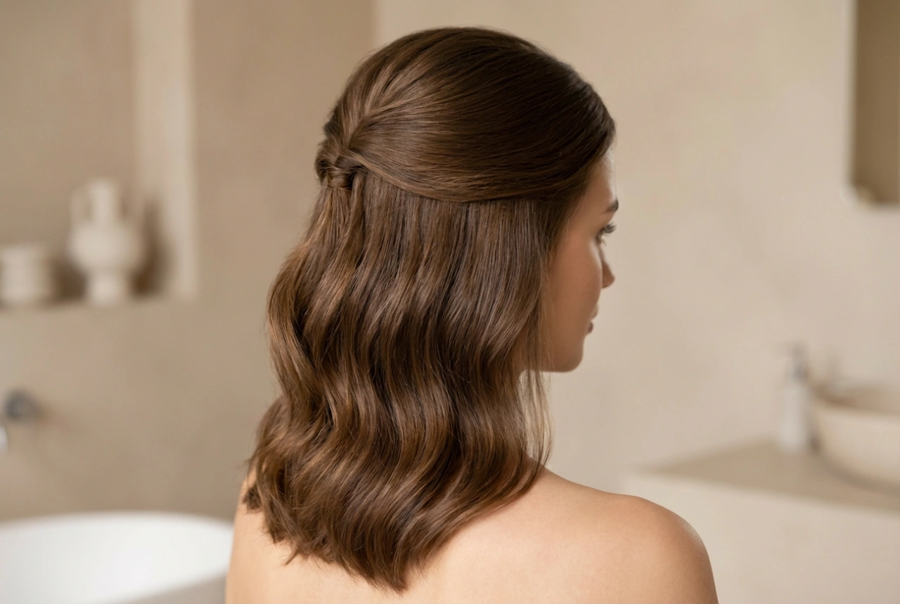 Frisyrer for middels langt hår: glatting, bølger og halvoppsatser
