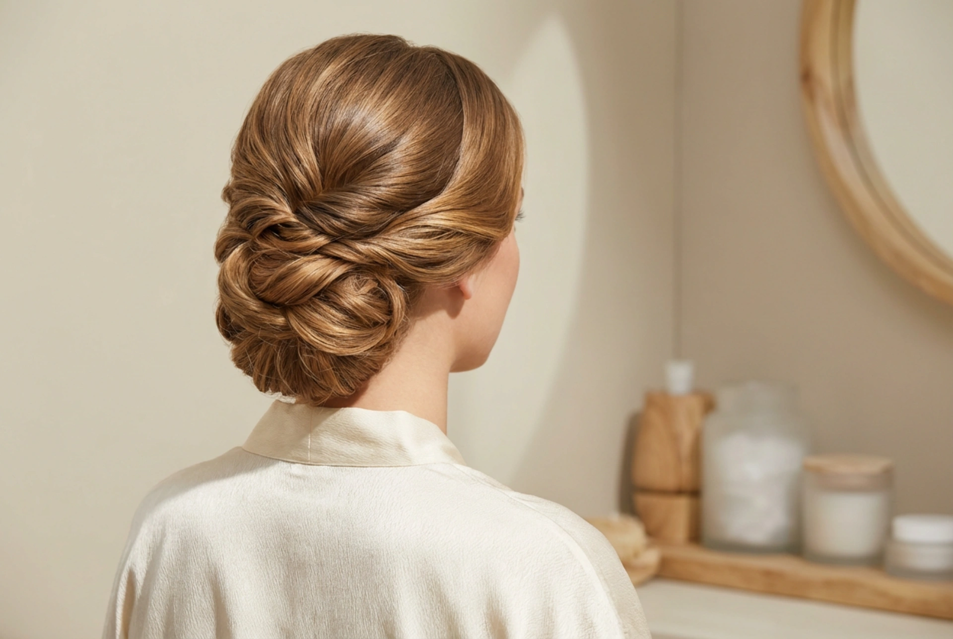 Elegant frisyre for langt hår: oppsatt hår, bølger og glatte lokker