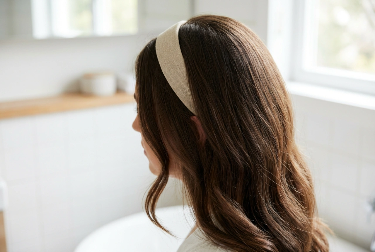 Frisyre uten pannelugg: volum ved roten, skill og hårbånd