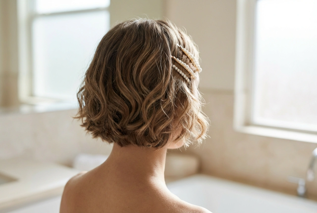 Bryllupsfrisyre: Elegant styling av kort hår med tilbehør