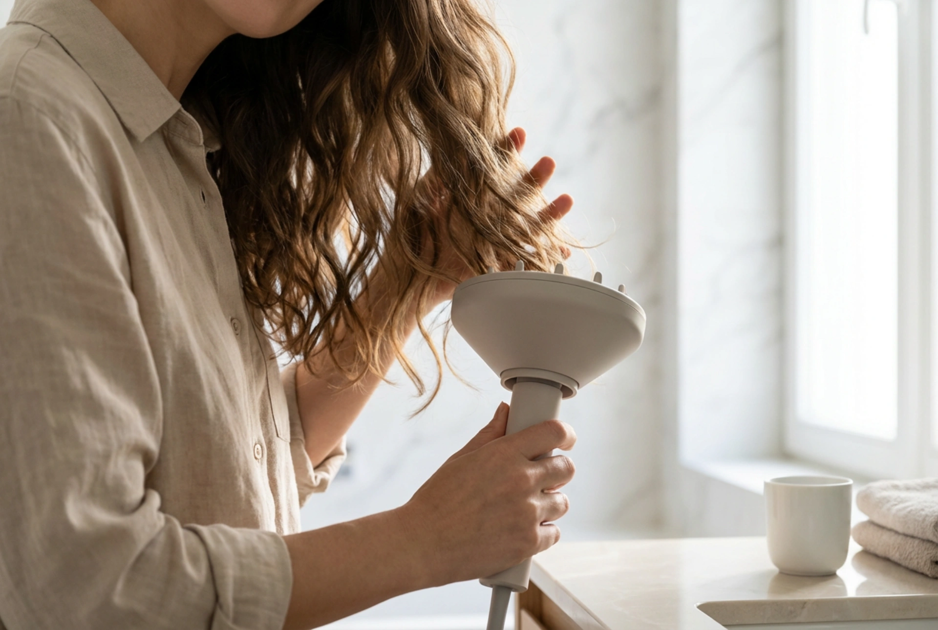 Hårføner til styling av krøller: Munnstykker og håndbevegelser for varige bølger