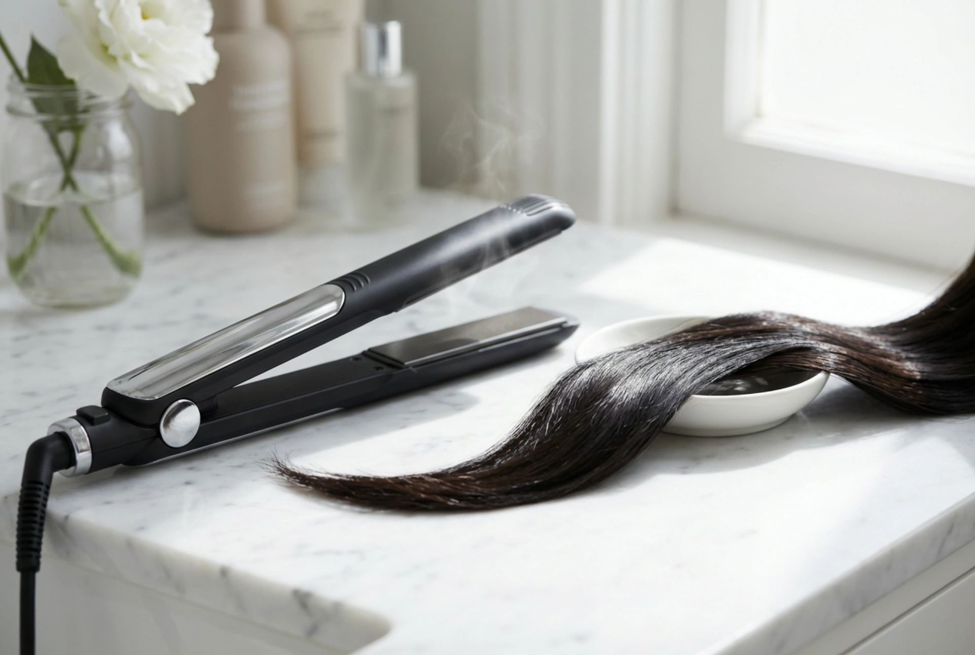 Rettetang med keratin og ionisering: glatthet, glans og mindre krus