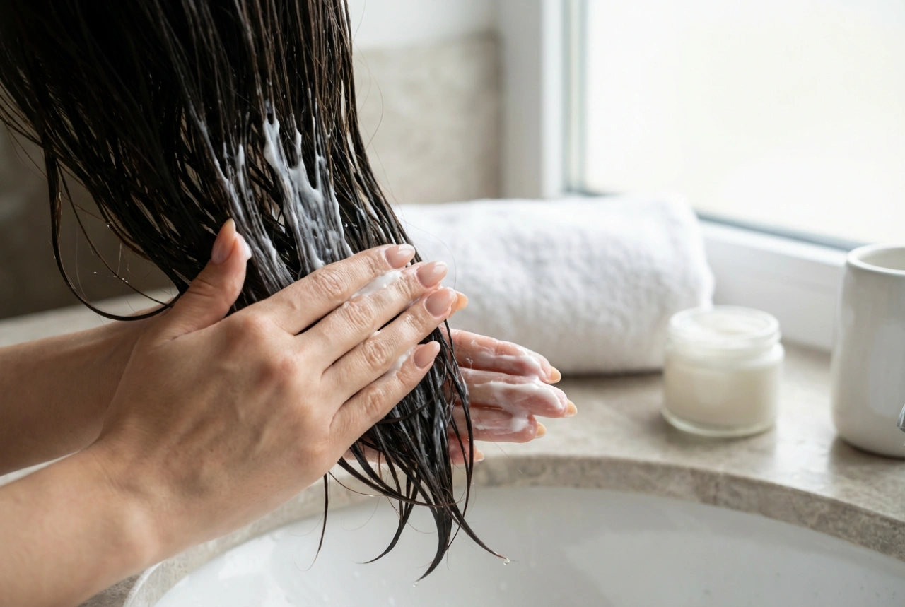 Hårmaske steg for steg: påføring, virketid og skylling