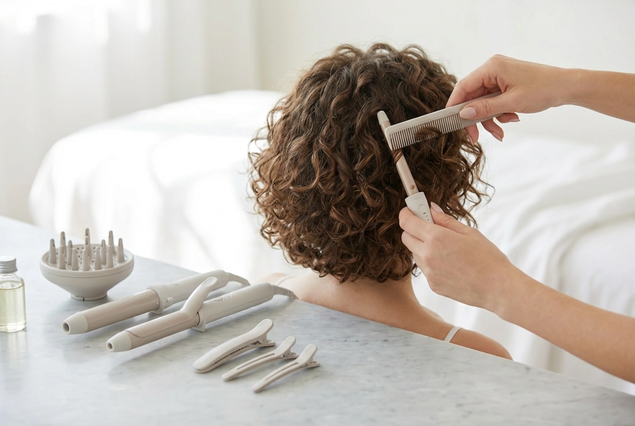 Krøller i kort hår: valg av verktøy og seksjonering