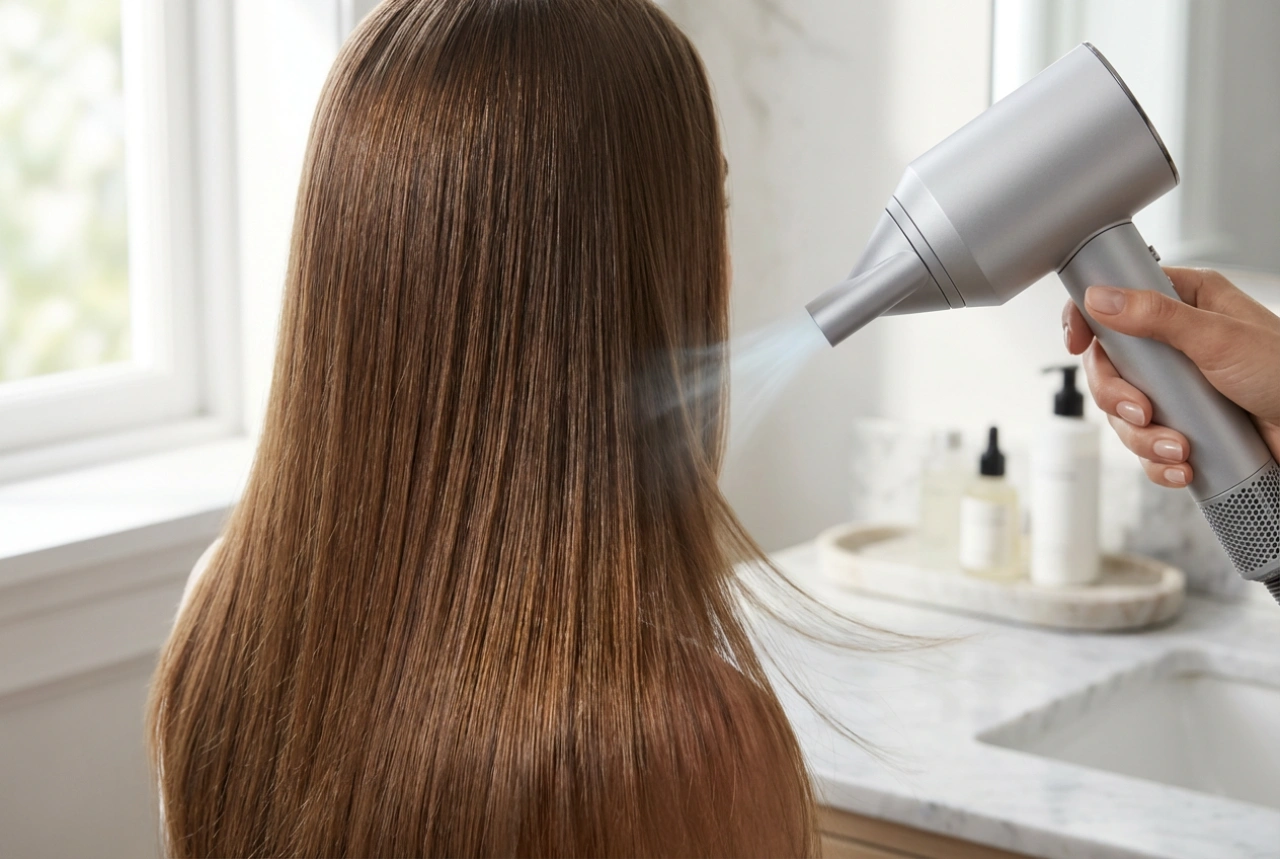 Slik bruker du kaldluftsfunksjonen på hårføneren for bedre hold