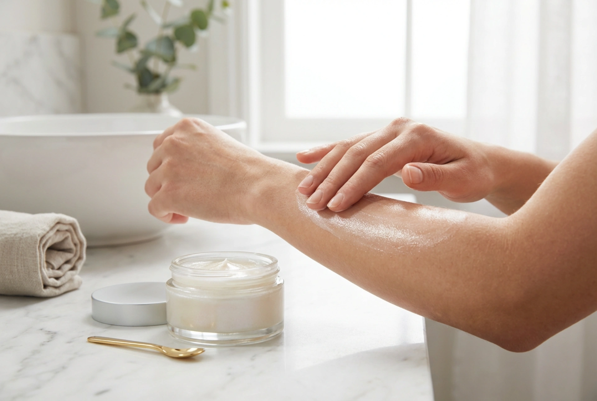 Glitterkrem for kroppen uten striper: påføring og effekter