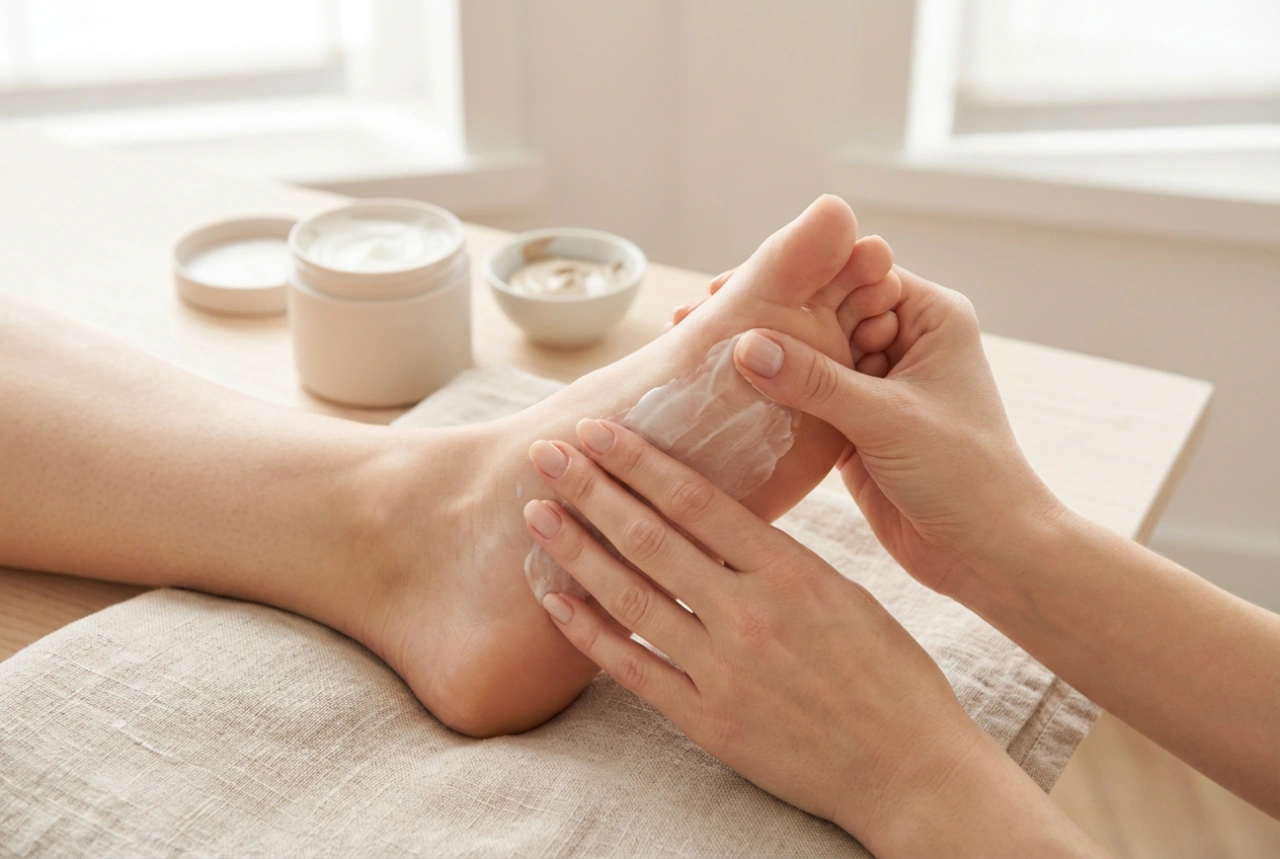 Krem for tørre føtter: Hva som virker, påføring og bruk av fotmaske