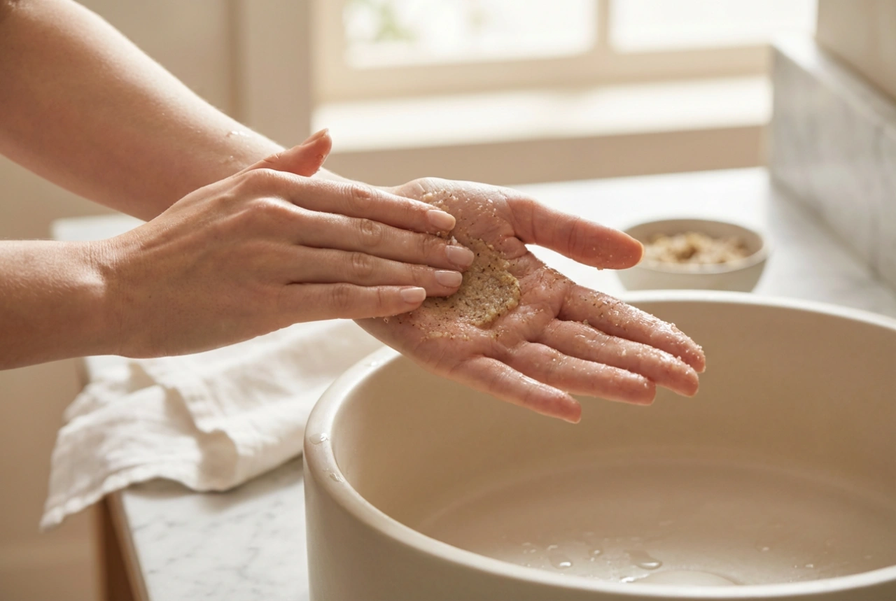 Rask håndpeeling: hjemmelagde ingredienser og massasjeteknikk