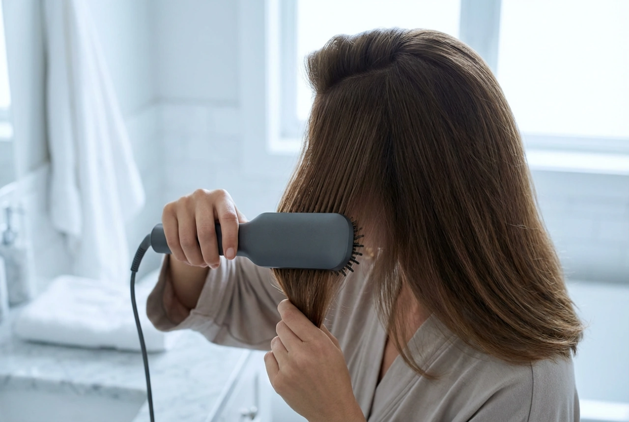 Varmluftsbørste: Løft ved røttene og utglatting med kaldluft