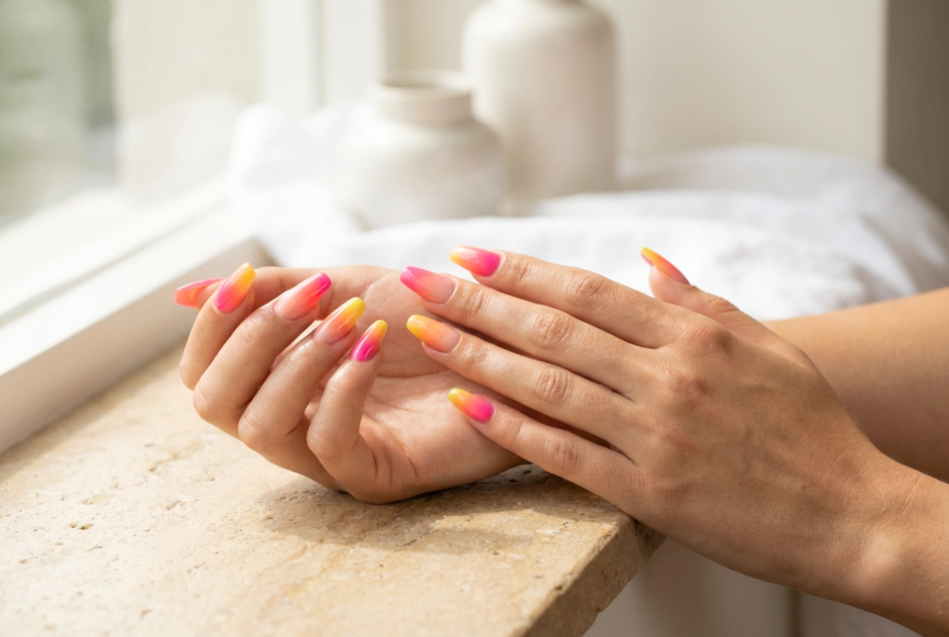 Fargerike hybridnegler for sommeren: neonfarger, ombre og fargebeskyttelse