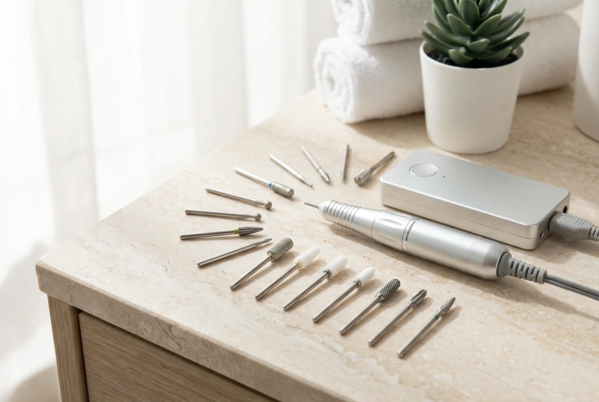 Neglefil for neglebånd og negler: valg av bits, teknikk og hygiene