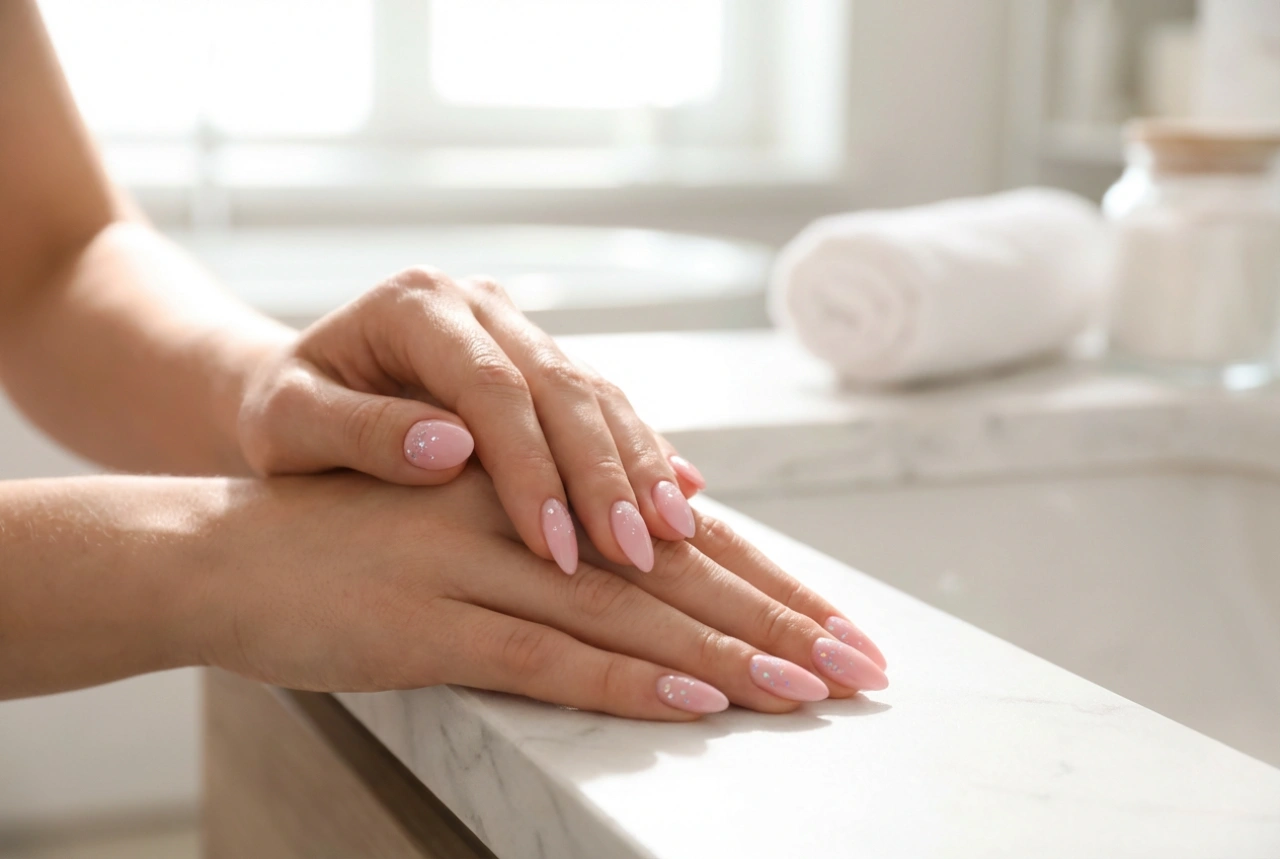 Rosa glitternegler: hvor du kan legge til glans uten å overdrive