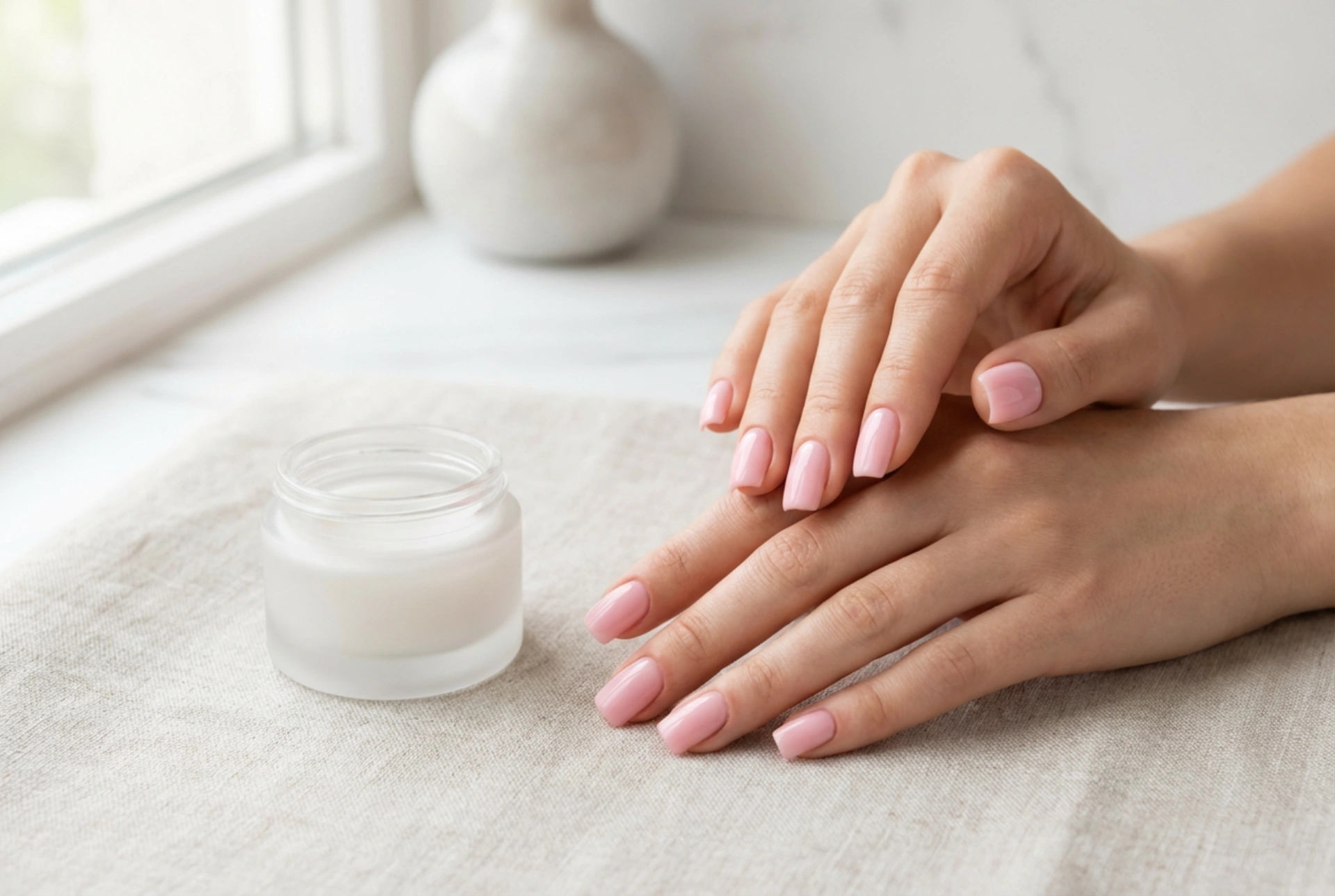 Firkantede negler i rosa: Perfekt rosa manikyr uten striper