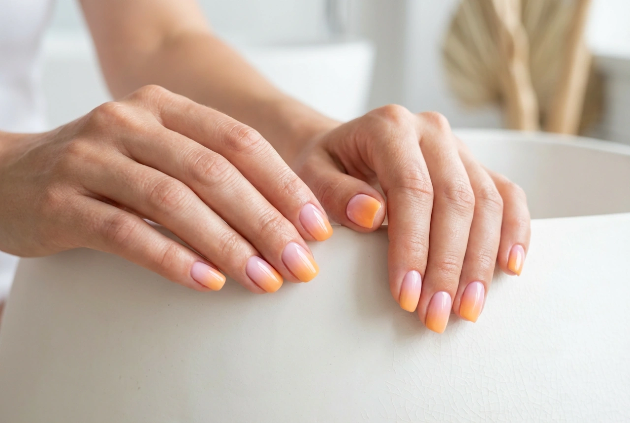 Sommernegler med ombre: friske farger, holdbarhet og pleie