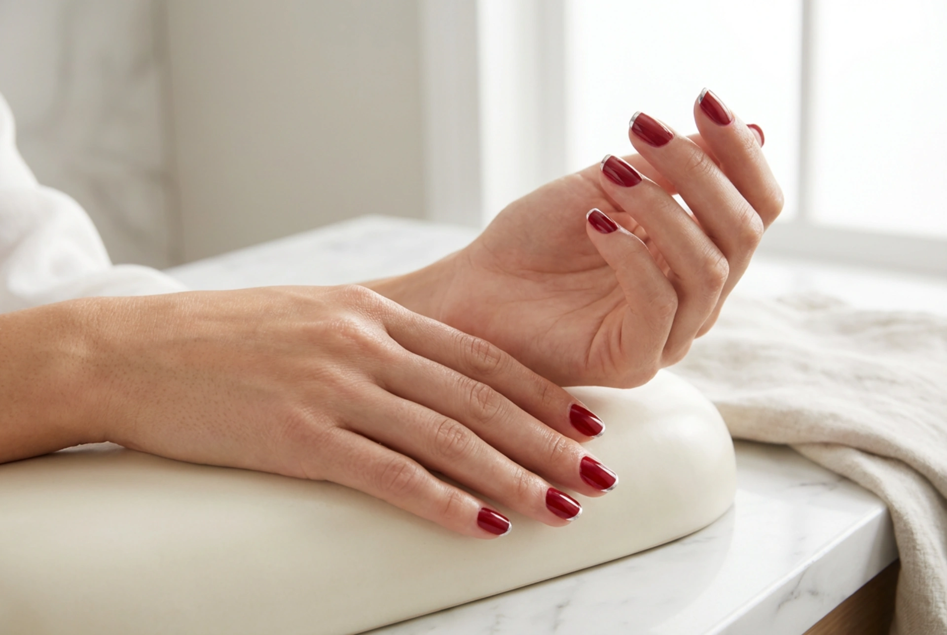 Røde og sølvfargede negler: harmoniske kombinasjoner og enkle dekorasjoner