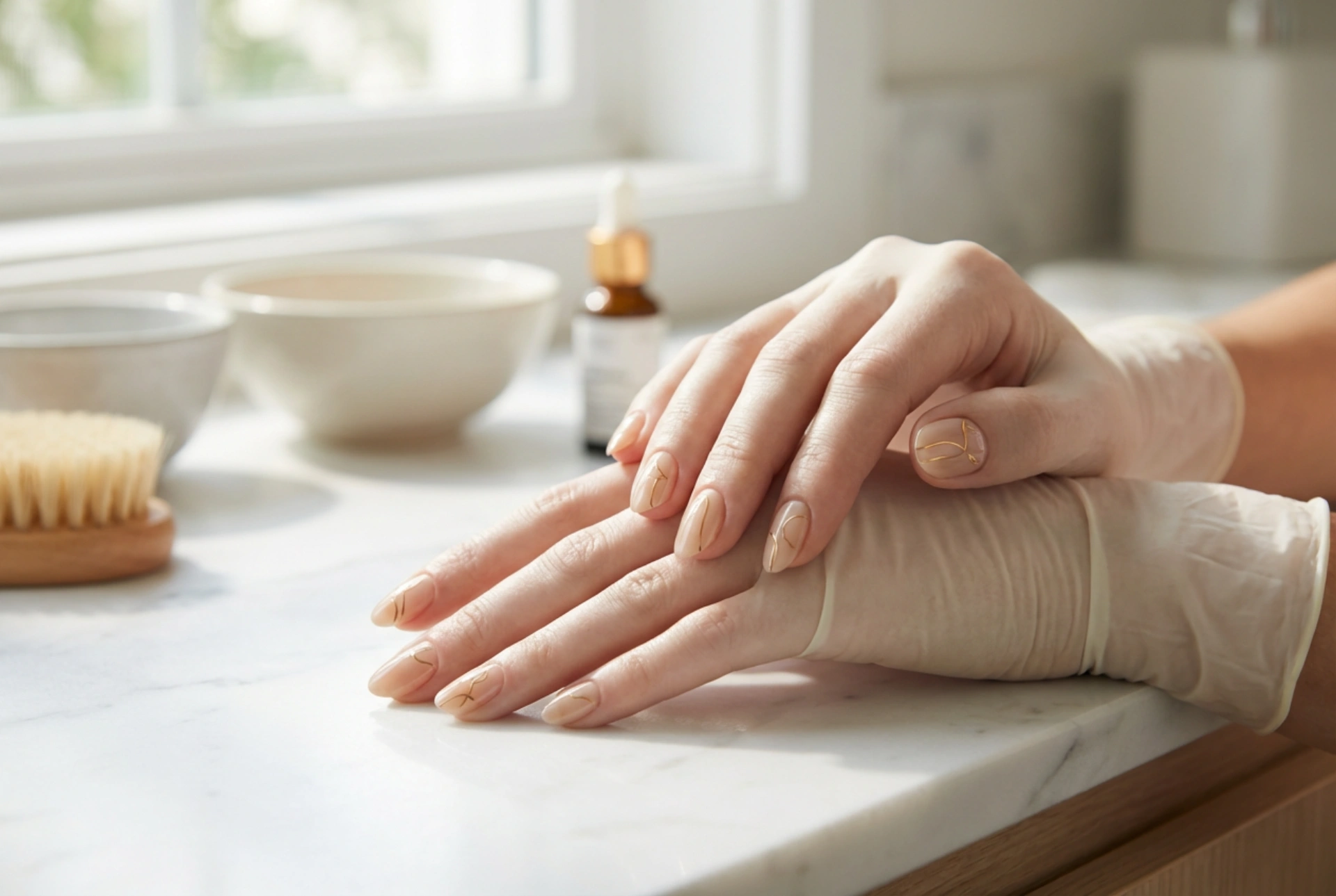 Delikate naturlige negler: enkle mønstre trinn for trinn