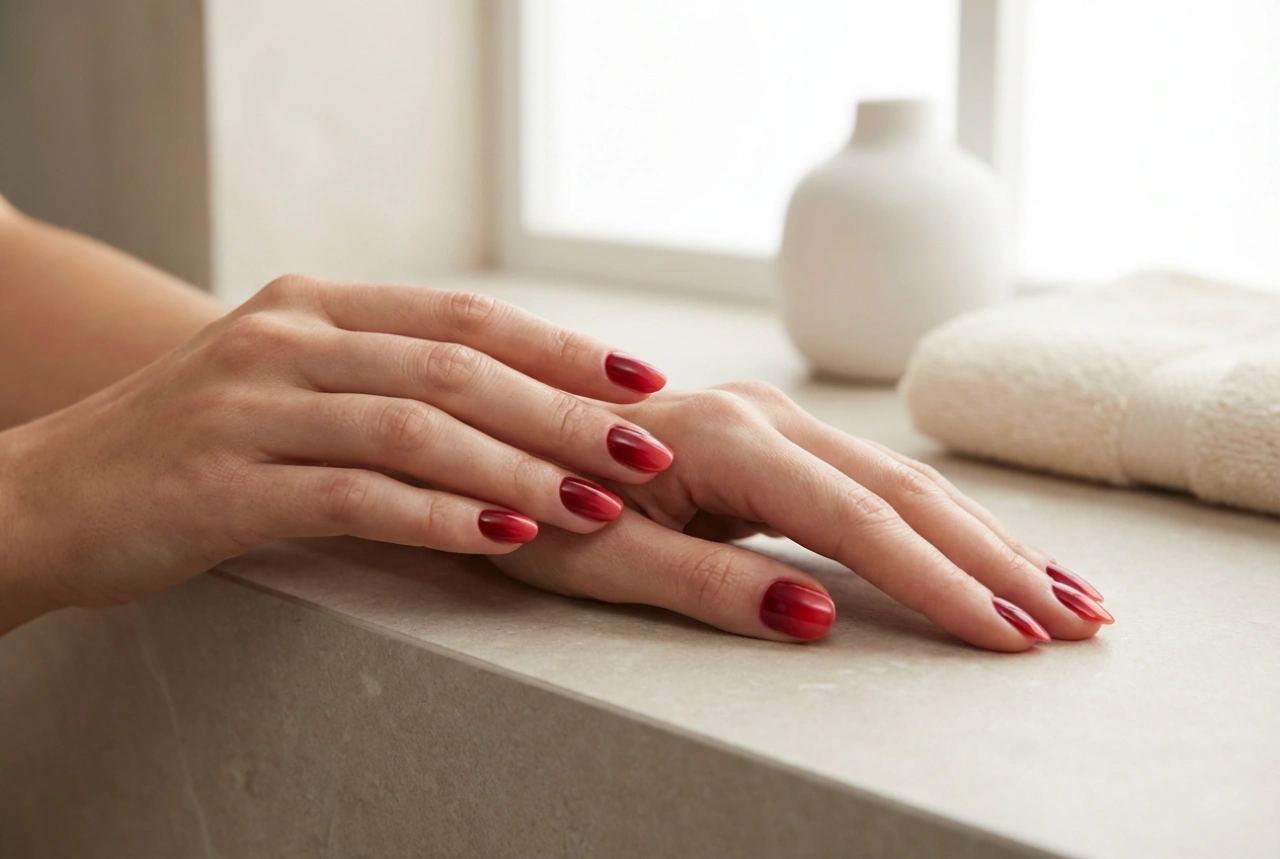 Hvordan lage røde ombre-negler: fra base til top coat