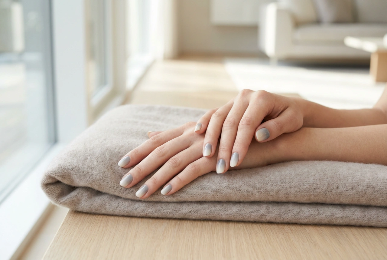 Grå ombre-negler steg for steg: kjølig eleganse hjemme