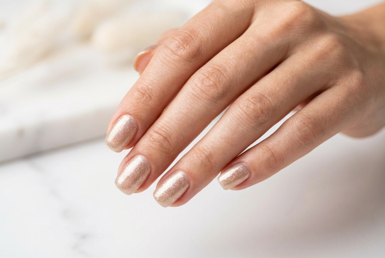 Hybridlakk med glitter: jevn påføring og en skinnende finish