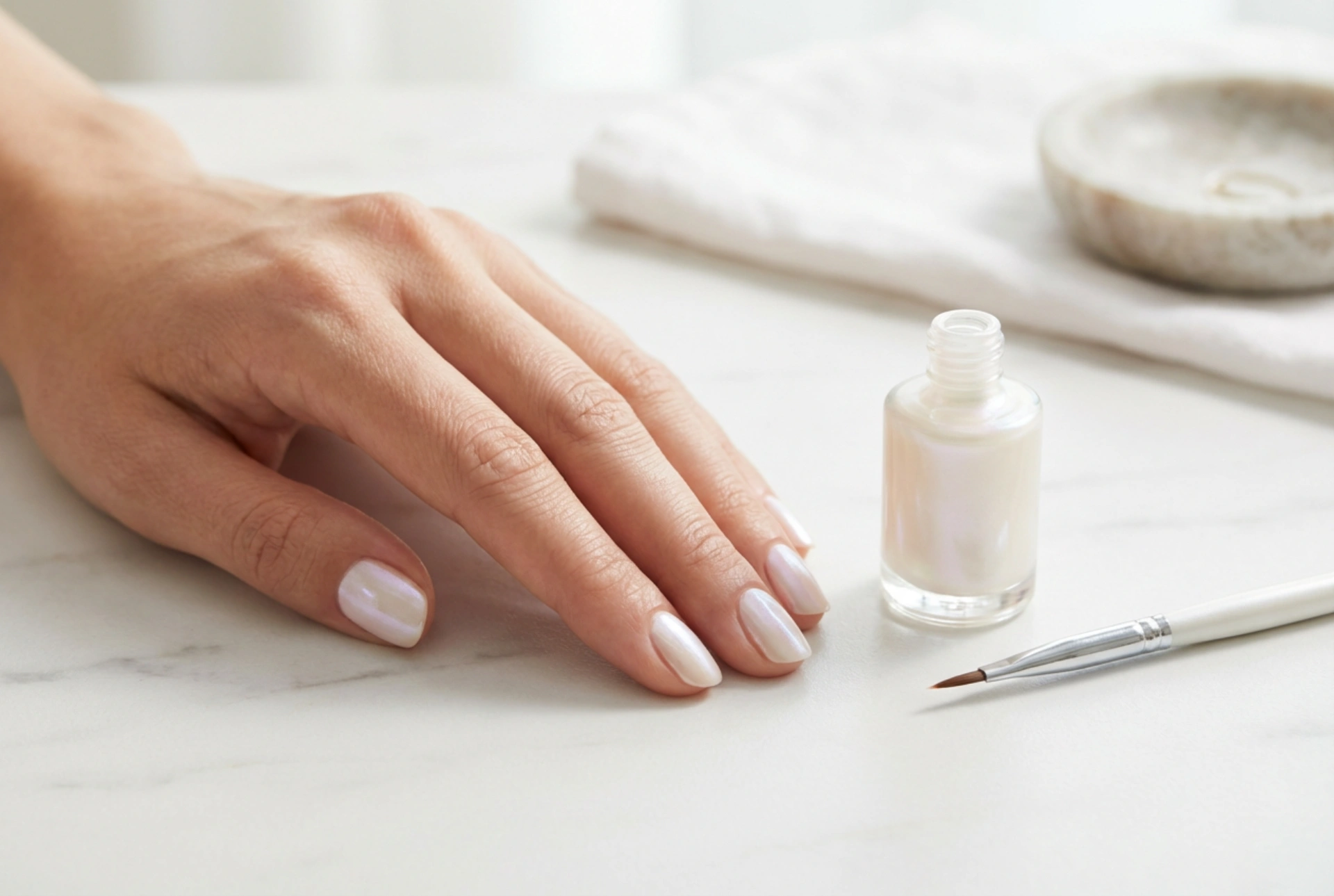 Perlemors hybridlakk uten striper: penselteknikk og riktig base coat