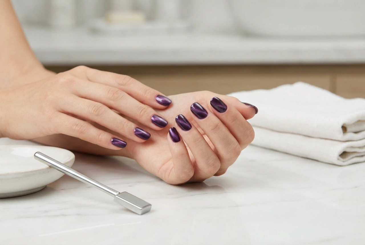 Magnetiske neglelakker: tilbehør, plassering av partikler og en holdbar finish