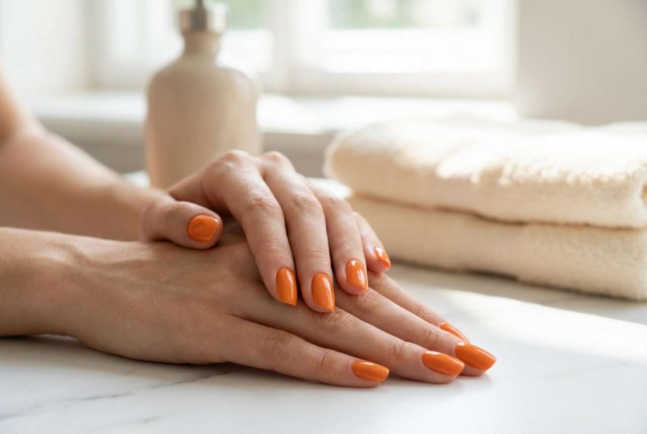 Oransje hybridlakk: jevn farge uten striper