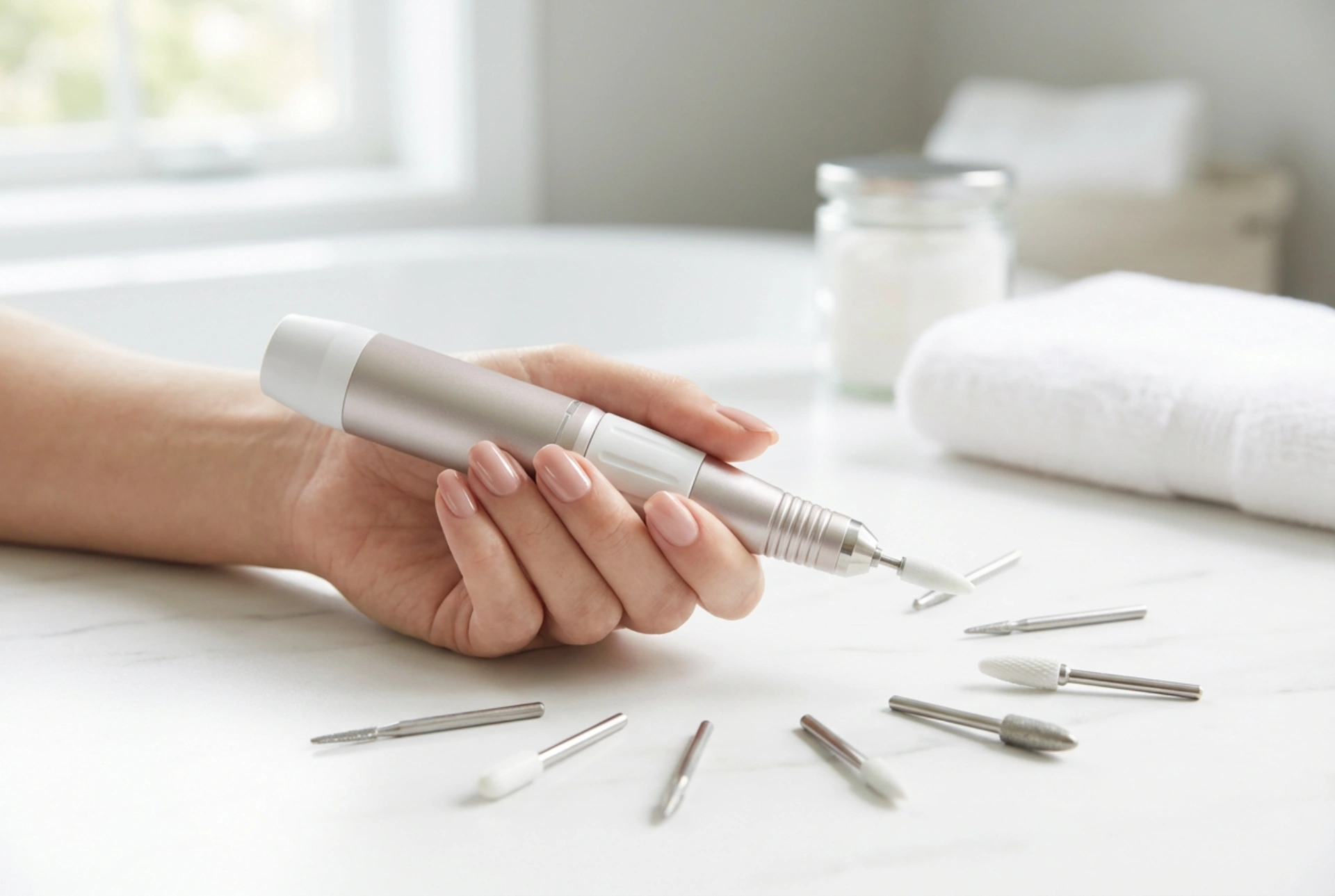 Trådløs neglefil: driftstid, bits og fjerning av hybridlakk