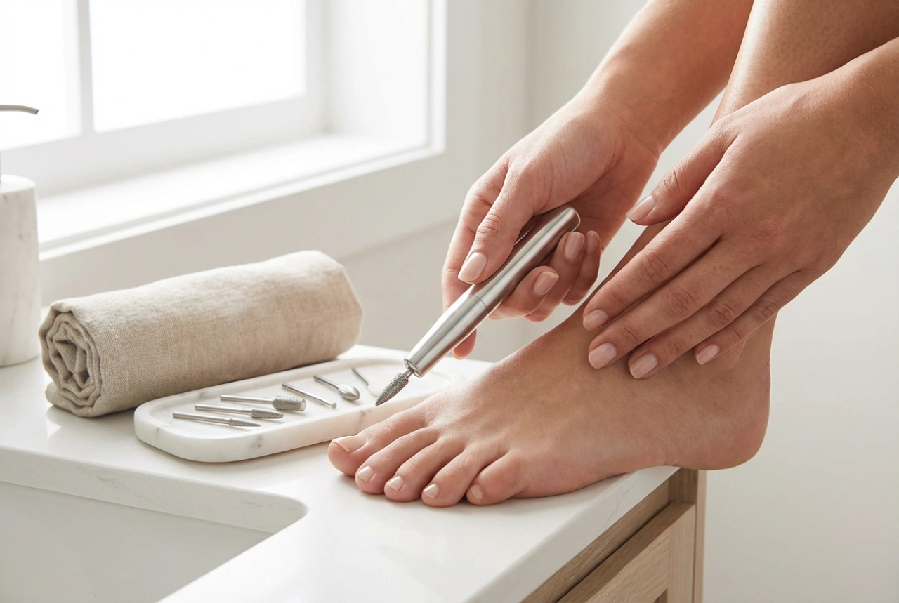 Elektrisk pedikyrfil: forberedelse av føttene, bits og teknikk