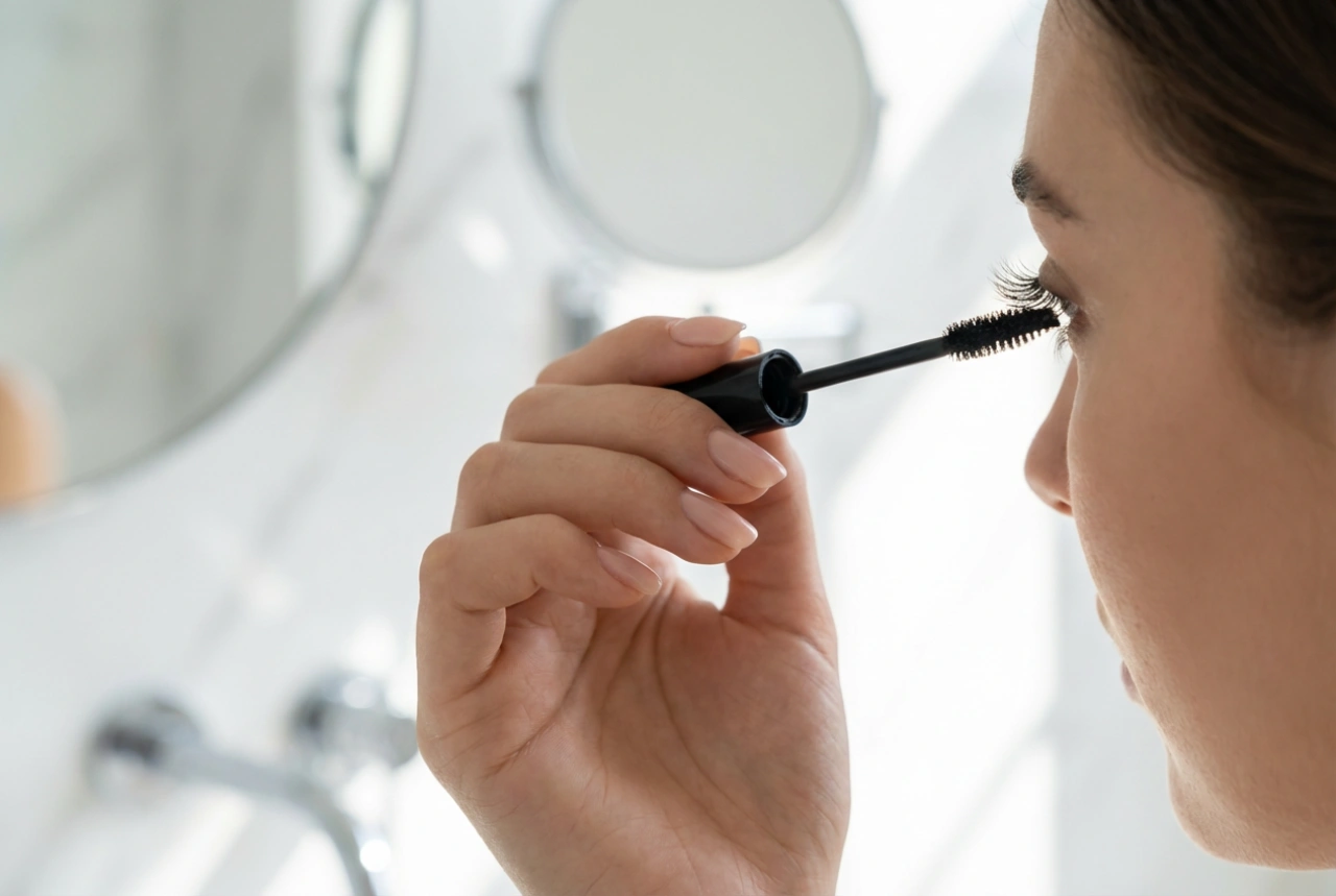 Slik påfører du maskara med forlengende fibre for å unngå dryssing og klumping
