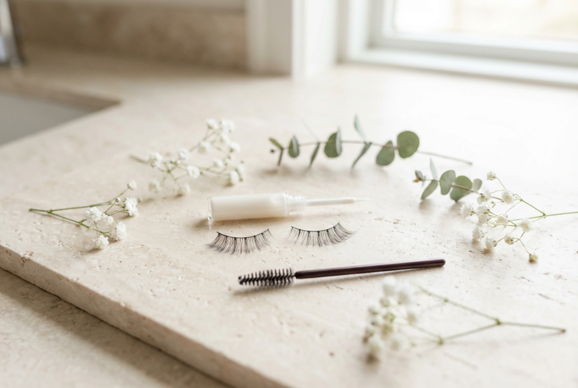 Falske vipper, naturlig effekt: klipping, liming og påføring av maskara