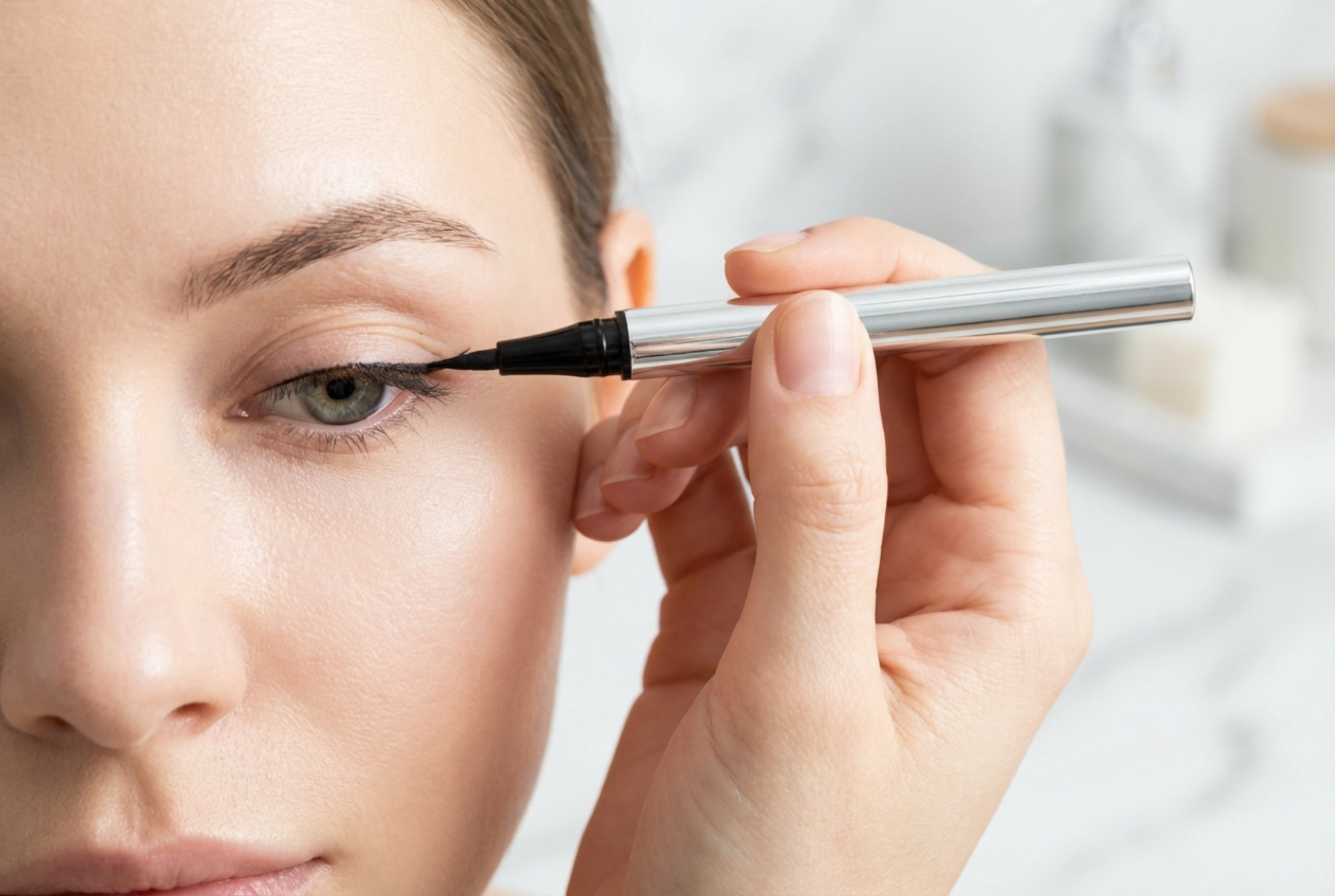 Vannfast eyeliner på hengende øyelokk: teknikk og fiksering