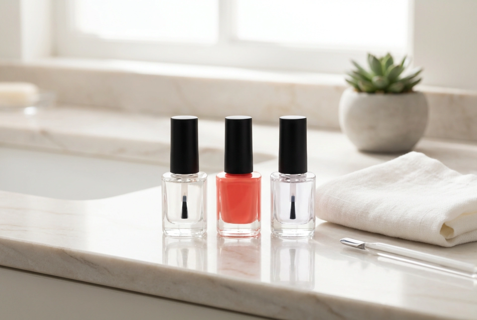 Holdbar neglelakk steg for steg: base, lag, topplakk