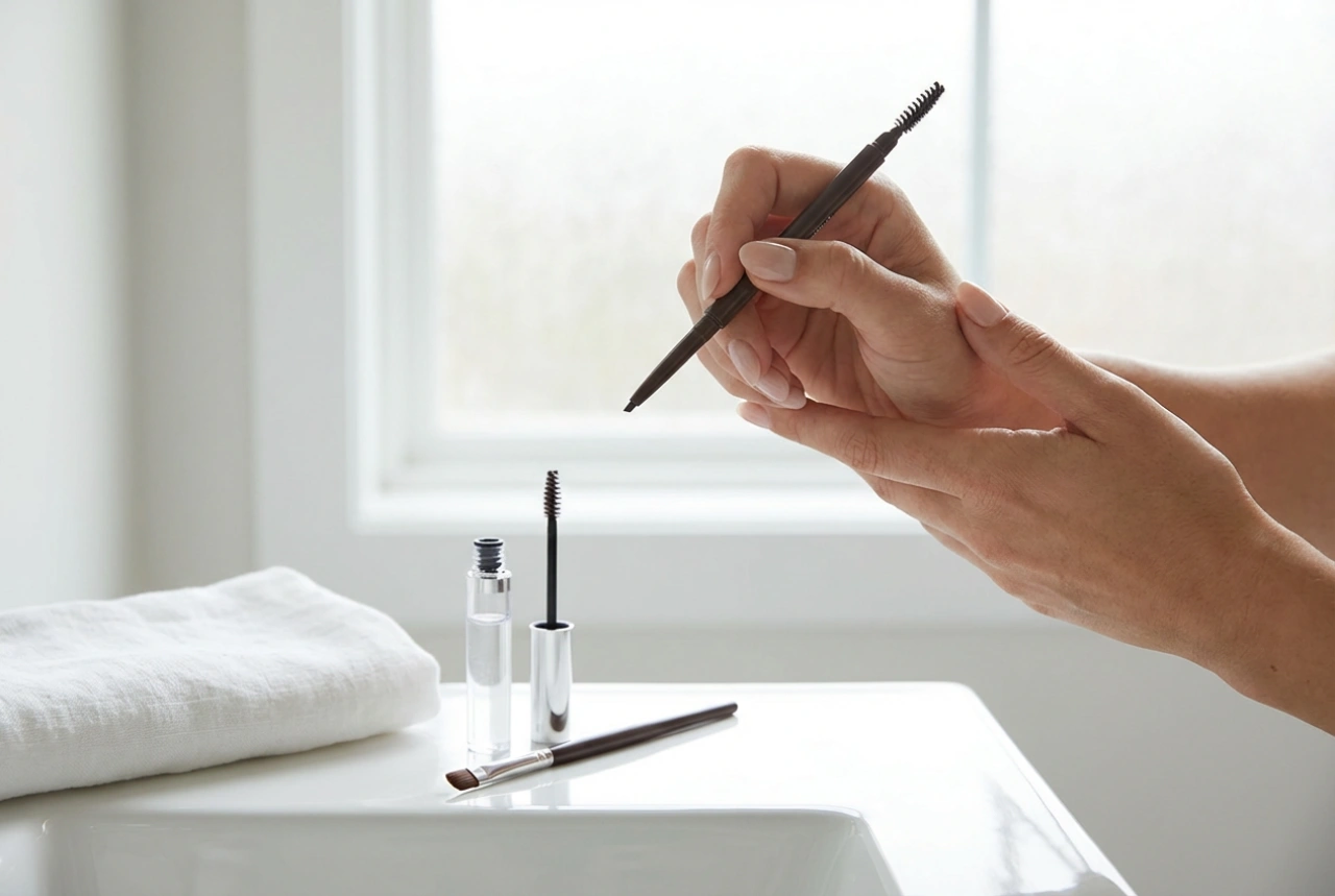 Øyenbrynsminke fra bunnen av: form, fylling og fiksering