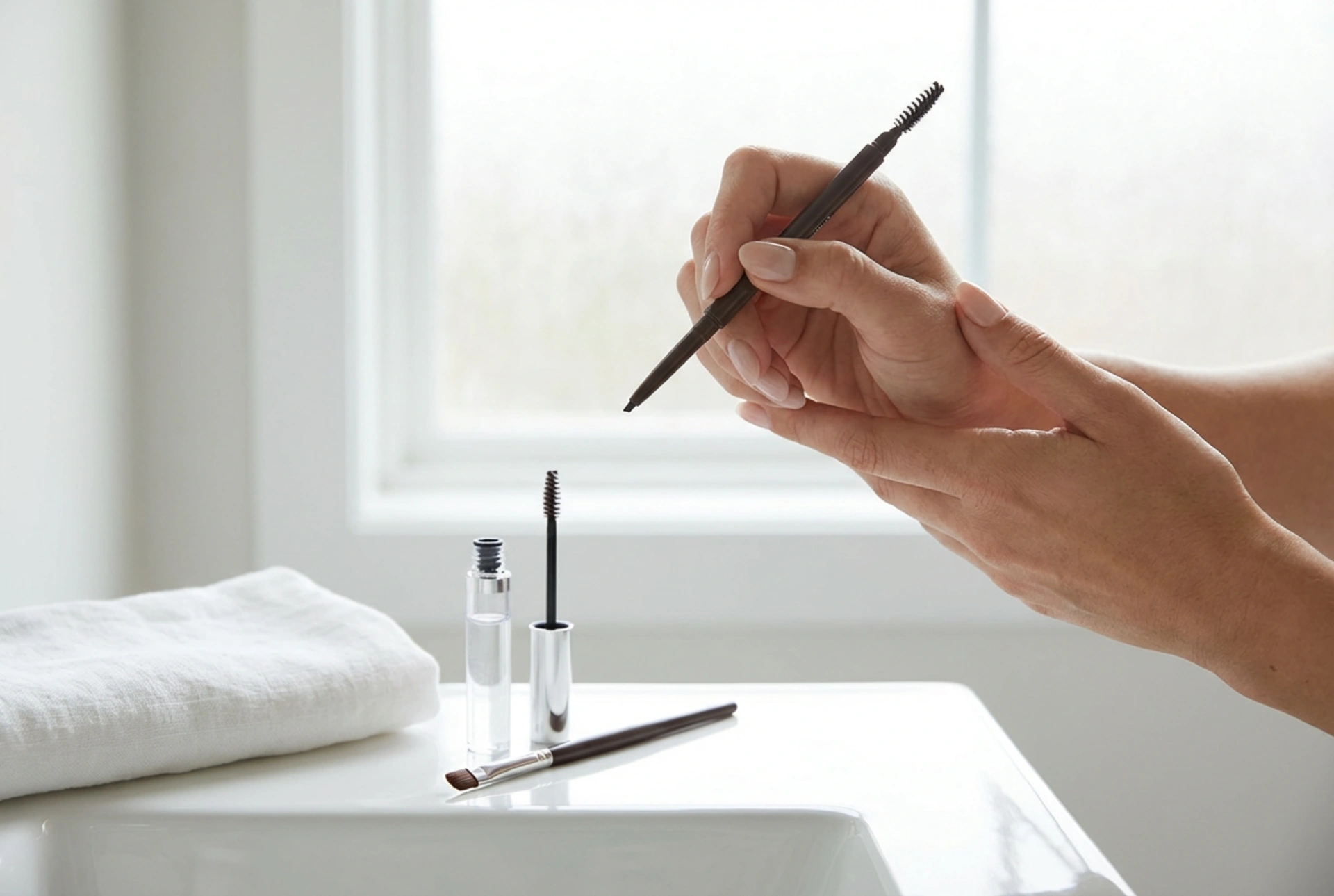 Øyenbrynsminke fra bunnen av: form, fylling og fiksering